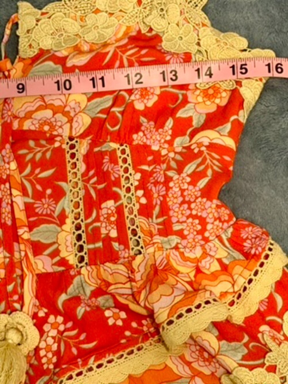 Free People x SPELL Full Bloom Ruffle Soirée Dress Daylily NWT Small Rare - Picture 15 of 16